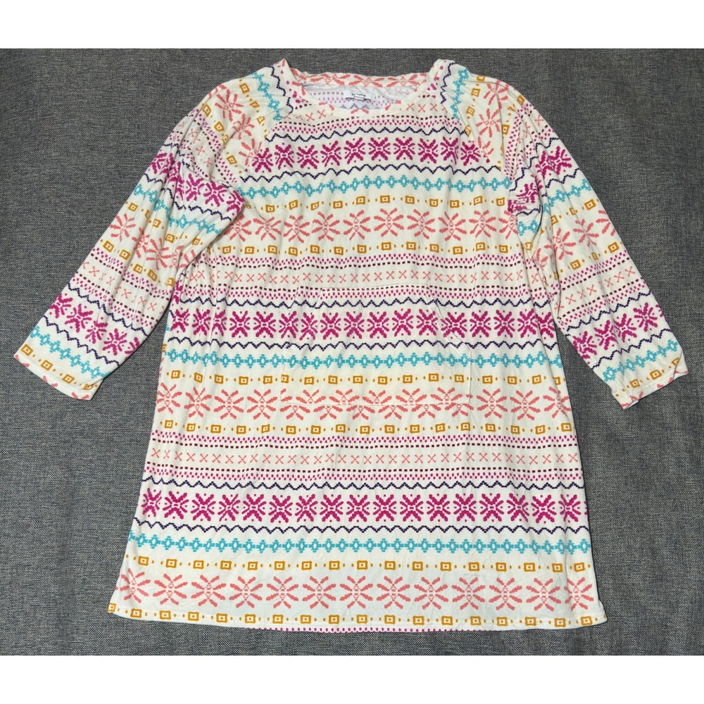 Sonoma Goods For Life Womens 2X Sleepwear Top Fair Isle Long Sleeve Multi-Color